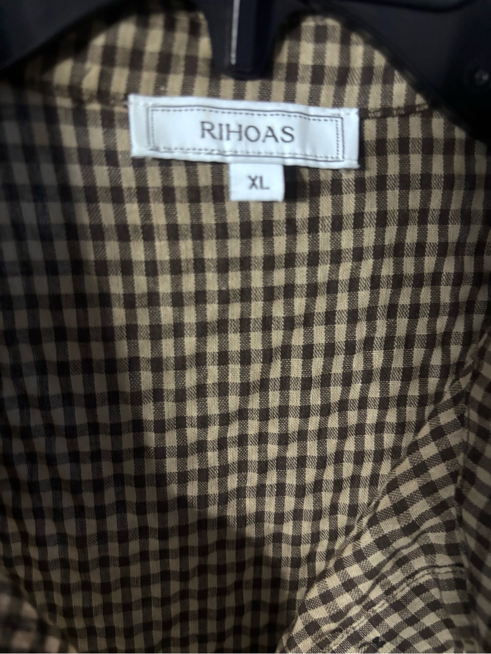 RIHOAS Brown Gingham Midi Shirt Dress Sz XL - Picture 4 of 6